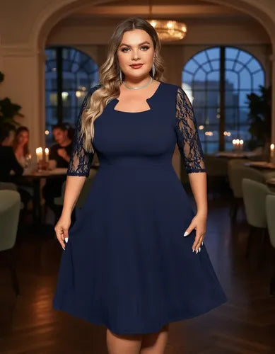 Vestido Talla Grande Acampanado Vg 155