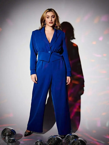 Conjunto 2 Piezas Pantalón Blazer Entero Talla Grande Vg 209 Azul Xl
