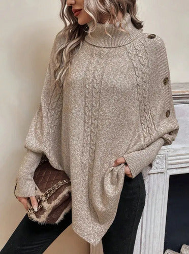 Ruana Poncho Tejido Chal De Punto Tapado Mujer Bb 32