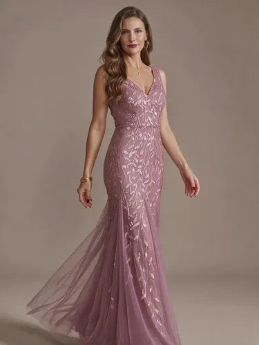 Vestido maxi corte sirena escote V