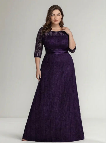 Vestido Fiesta Morado Manga Larga  Ep 119