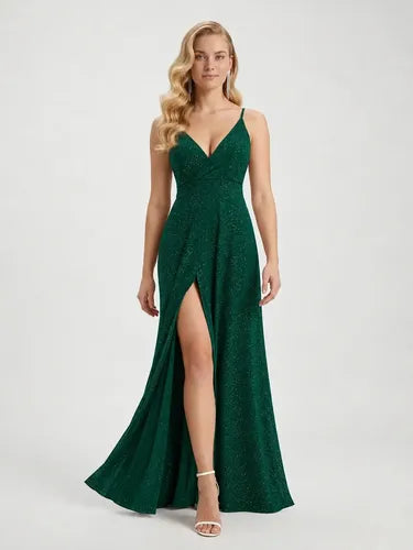 Vestido largo de gala evasé hombros descubiertos