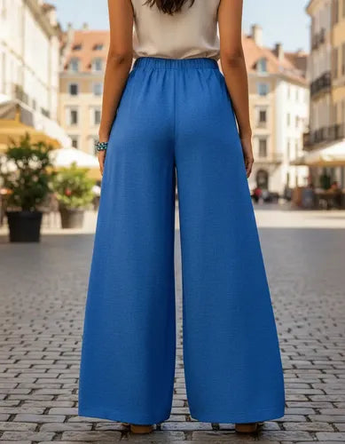 Pantalón Delpilar Mujer Pierna Ancha Cintura Alta Pt 06