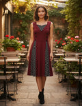 Vestido Vintage Pin Up Rojo Burdeo Va 407