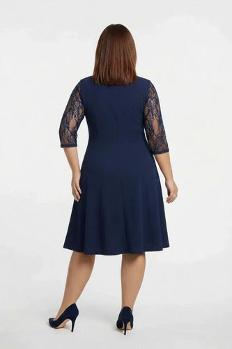 Vestido evasé midi escote cuadrado talla grande