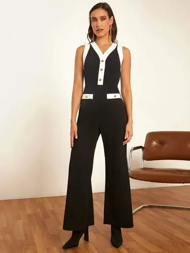 Entero Jumpsuit Mono Pierna Ancha El 140 Negro L