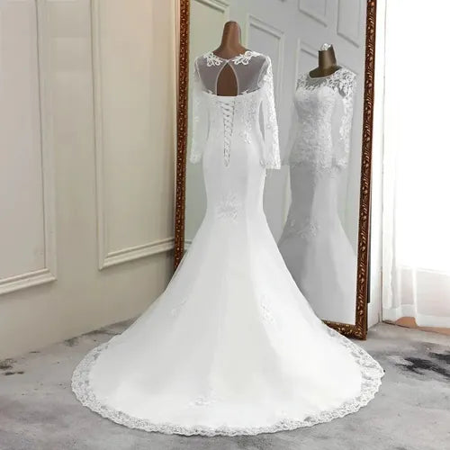 Vestido Novia Marfil Sirena Mangas Corset Delpilar Np 08