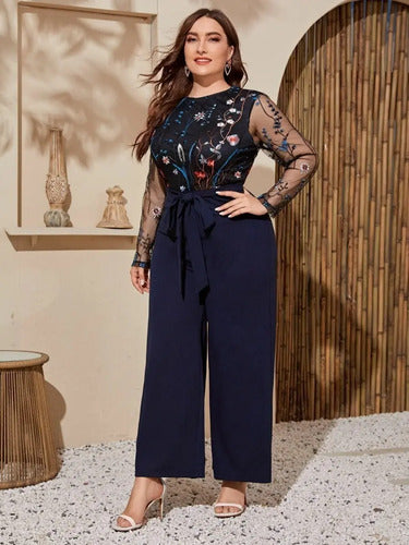 Entero Jumpsuit Mono Fiesta Bordado Talla Grande El 65