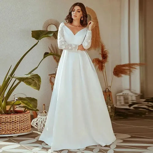 Vestido Novia Largo Blanco Talla Grande Ne 19