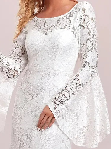 Vestido Novia Encaje Manga Con Volante Espalda Abierta Ne 24