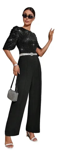 Entero Jumpsuit Mono Negro Fiesta Sin Cinturón El 63