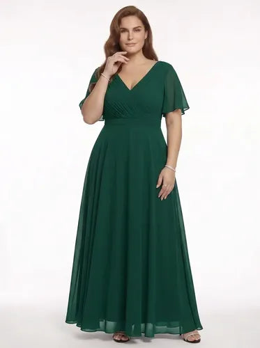 Vestido evasé largo al tobillo burdeo talla grande