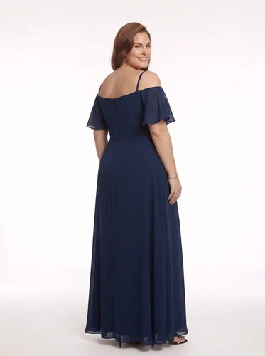 Vestido largo de fiesta talla grande hombros descubiertos