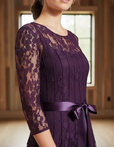 Vestido Purpura De Encajes Ve 61 Violeta 40