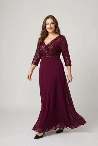 Vestido evasé largo al tobillo talla grande