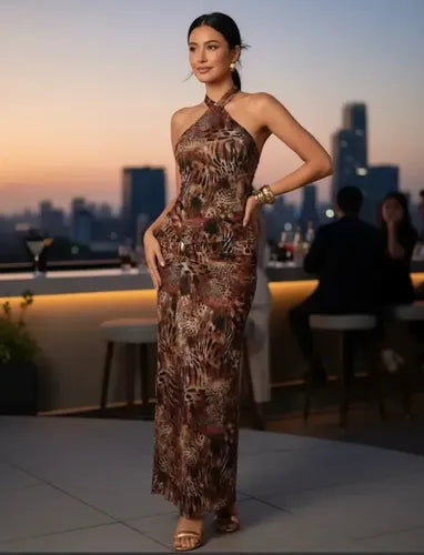 Vestido Cóctel Ajustado Fiesta Para Mujer Delpilar Va 539 Animal Print M