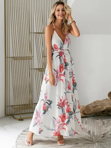 Vestido Maxi Largo Bohemio Cruzado Con Abertura  Vd 96