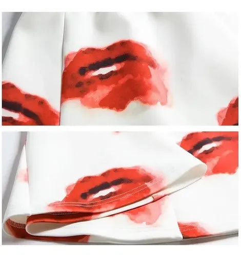 Exclusiva Falda Blanca Labios Rojos  Of 03 Blanco M
