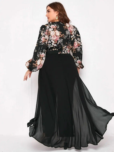 Entero Palazzo Jumpsuit Talla Grande Estampado Falda Vg 89