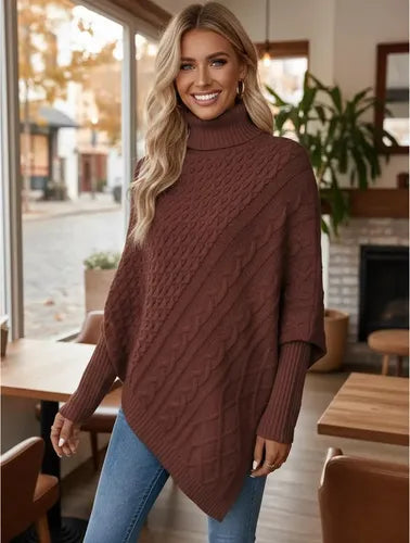 Ruana Poncho Tejido Chal De Punto Tapado Mujer Bb 32