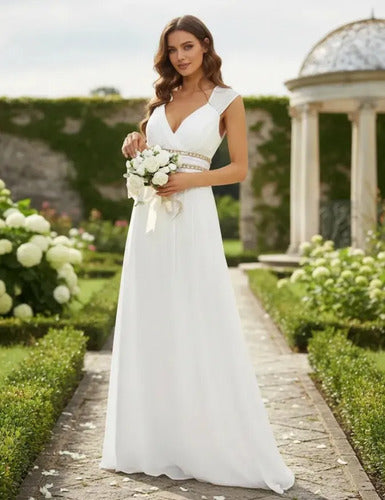 Vestidos Fiesta Gasa Novia Gala Espalda Descubierta Ep 67c Blanco 6