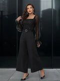 Entero Jumpsuit Mono Fiesta Escote Cuadrado Cinturón El 75