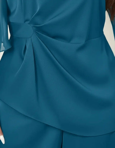 Conjunto Blusón Y Pantalón Entero Talla Grande Vg 218 Azul Verdoso 2xl