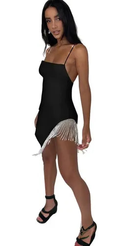 Vestido Fiesta Corto Ajustado Sexy Bodycon Tirantes Va 424 Negro M
