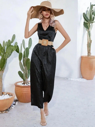 Entero Jumpsuit Mono Negro Con Cinturón El 147 Negro M