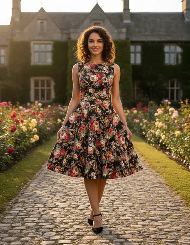 Vestido Vintage Pin Up, Swing Y Años 50, Rockabilly Va 181 Negro S