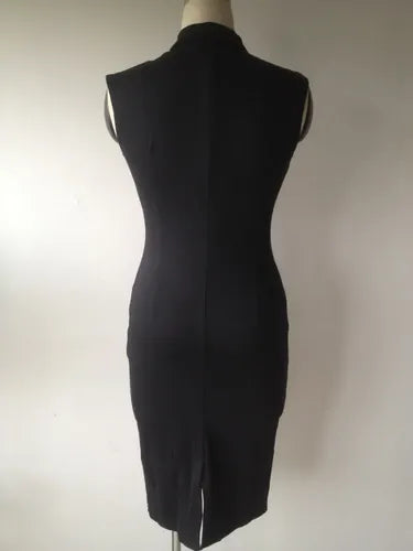 Vestido Negro Con Rojo Ajustado Va 144 Rojo M