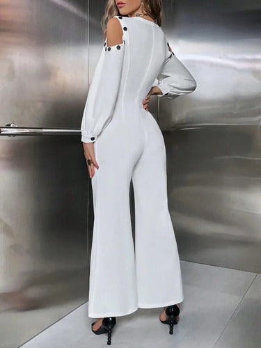Jumpsuit con transparencias de fiesta · Blanco - vista 2