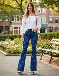 Pantalón Jeans Mujer Pierna Ancha Estampado Pt 17 Azul 27