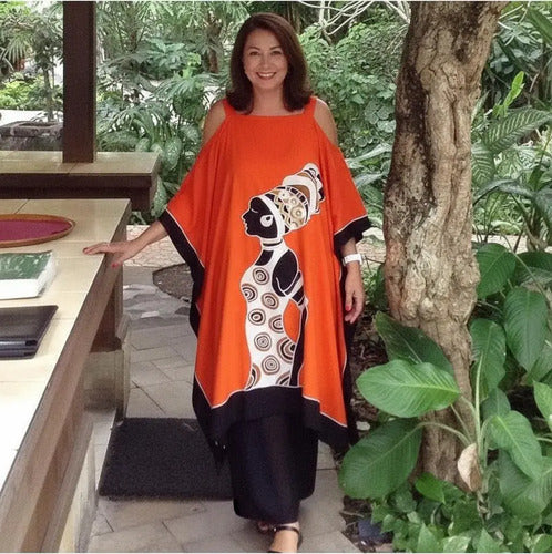 Vestido Blusón Afro Talla Grande Hombros Descubiertos Vd 89