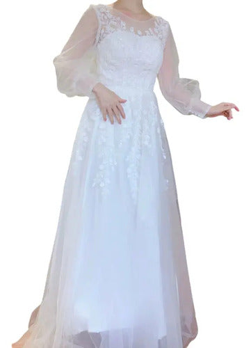 Vestido De Novia Floral Lentejuelas Nf 08
