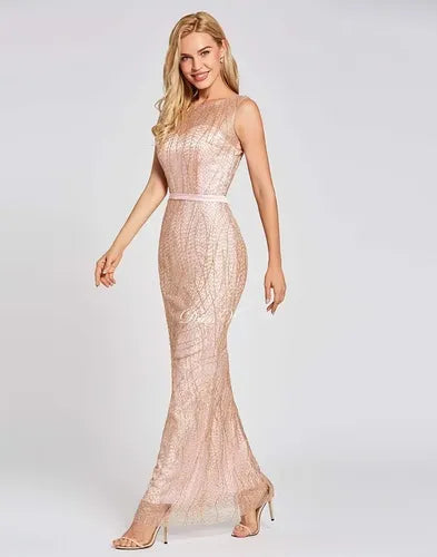 Vestido Fiesta Largo Matrimonio Graduación Lentejuela Ep 222
