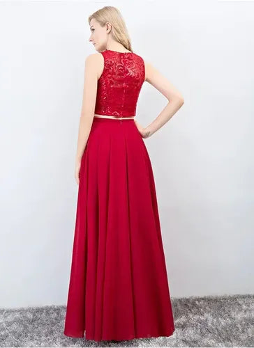 Vestidos Fiesta Graduación Crop Top Falda Burdeo Ep 307