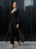 Entero Jumpsuit Mono Fiesta Mangas Cinturón El 86 Negro M