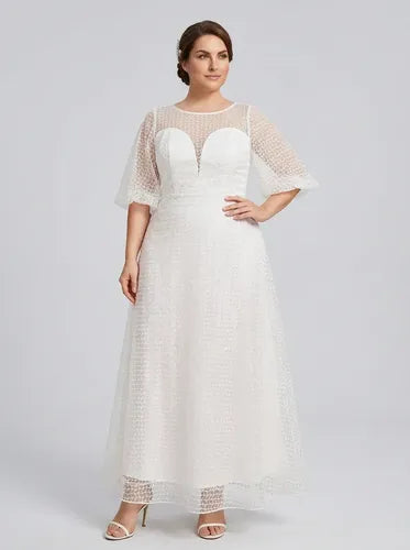 Vestido de novia princesa manga farol escote corazón
