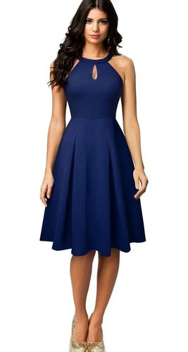 Vestido Corto Delpilar Va 412 Mujer Azul Oscuro