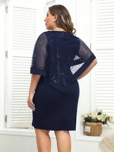 Vestido Fiesta Talla Grande Manga Capa Vg 130