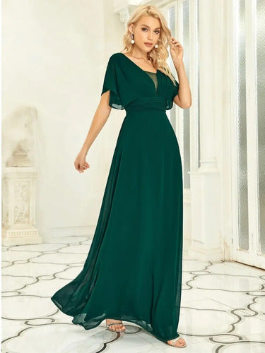 Vestido Fiesta Largo Gasa  Manga  Ep 189c
