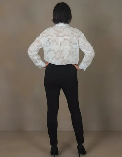 Blusa Elegante Para Mujer Transparencia Bb 60 Blanco M
