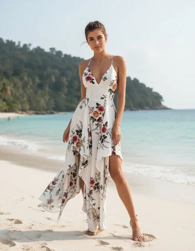 Vestido Maxi Largo Bohemio Playero Vd 65 Blanco S