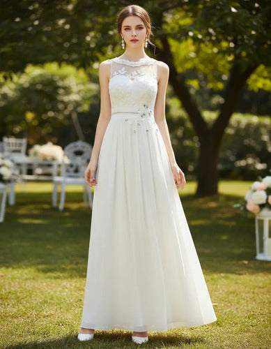 Vestido Gasa De Novia Aplicaciones Ne 01
