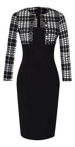 Vestido Para Oficina O Cocktel Fiesta Formal Ajustado Va 99 Negro 2xl