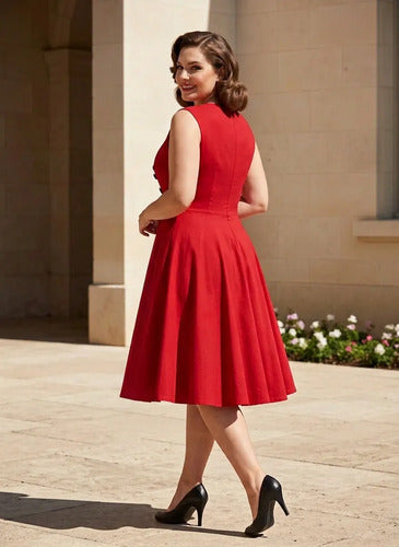 Vestido corto bordó y negro pin up años 50 evasé