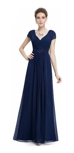 Vestido Fiesta Largo Gasa Graduación Matrimonio Ep 82 Azul Oscuro 6