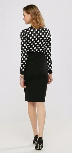 Vestido Negro Lunares Manga Larga Va 212 Negro L