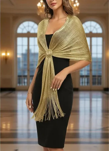 Envoltura Brillante Flecos Bolero Tapado Chal Fiesta Bb 22